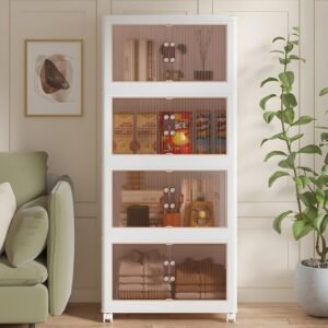 ONAIL Foldable Storage Bins 128QT with Lid, Magnetic Doors & Lockable Wheels, Stackable storage Boxes for Living Room, Office, Kitchen, Dorm